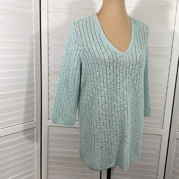 J. Jill  Sweater LP Large Petite Aegean Mist Knit NWOT - Picture 5 of 13